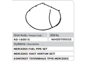 Mercedes OM642 V6 Enjektör Geri Dönüş Hortum Seti A6420705532